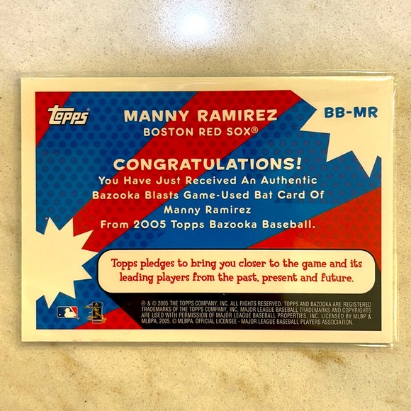 🔥*VERY RARE* Manny Ramirez Boston Red Sox Game-Used Bat Baseball Card! ⚾️ - Picture 2 of 2